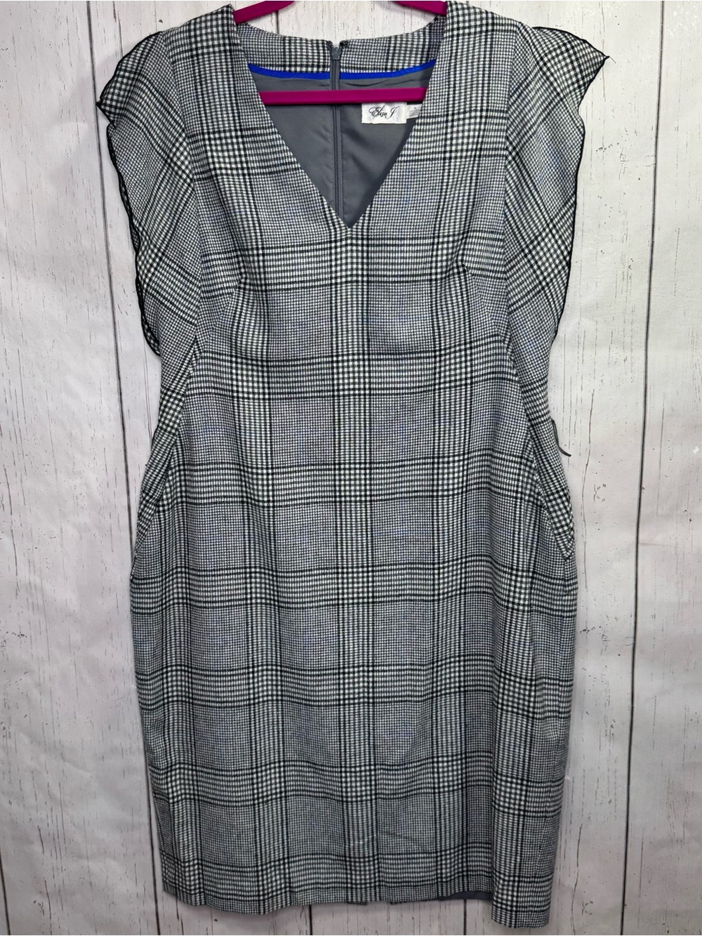 Eliza J Gray Glen Plaid Sheath Dress Career Academia Preppy Quiet Luxury Size 16